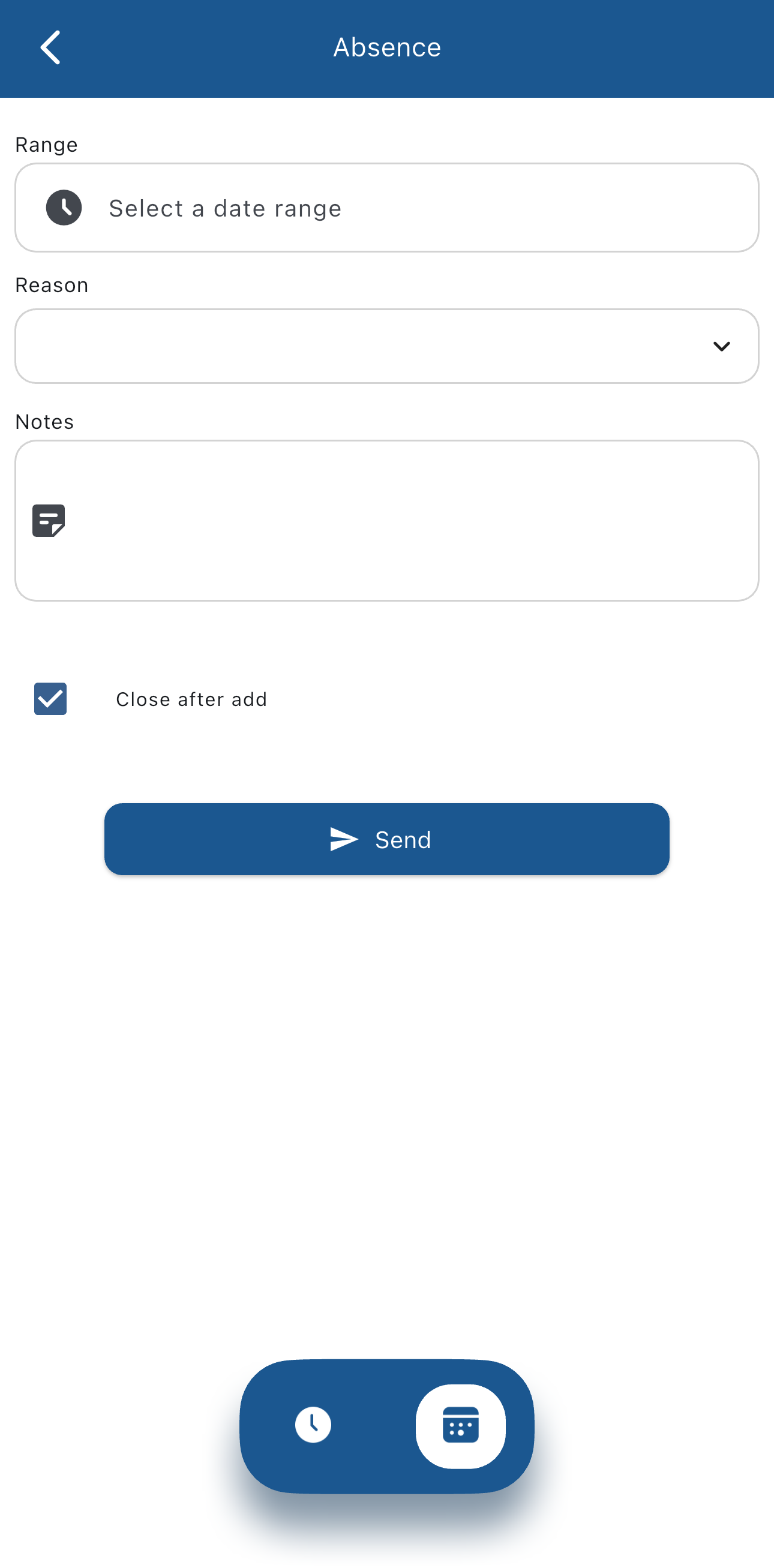 Daily absence request screenshot