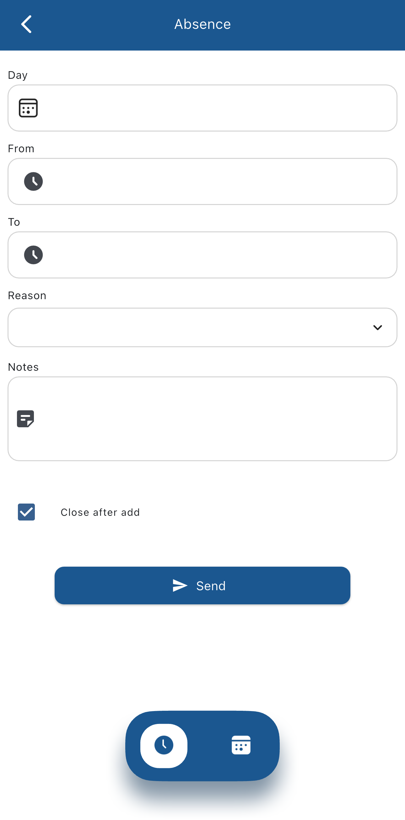 Absence request screenshot