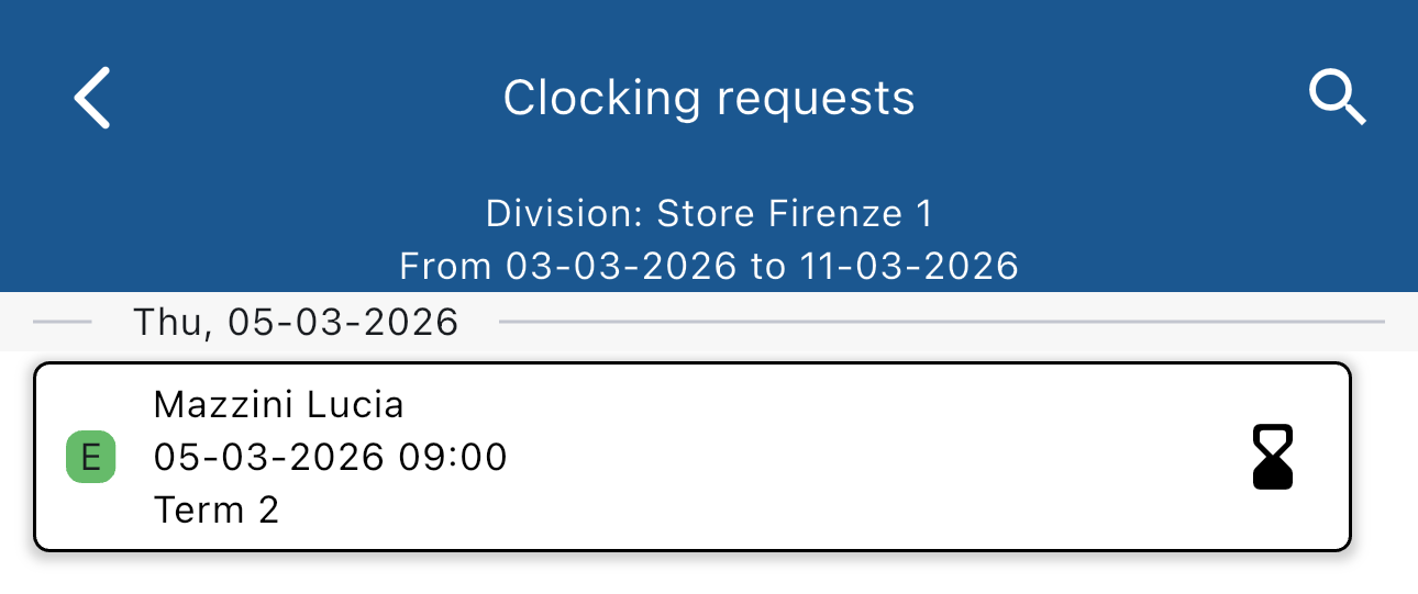 Clocking request list