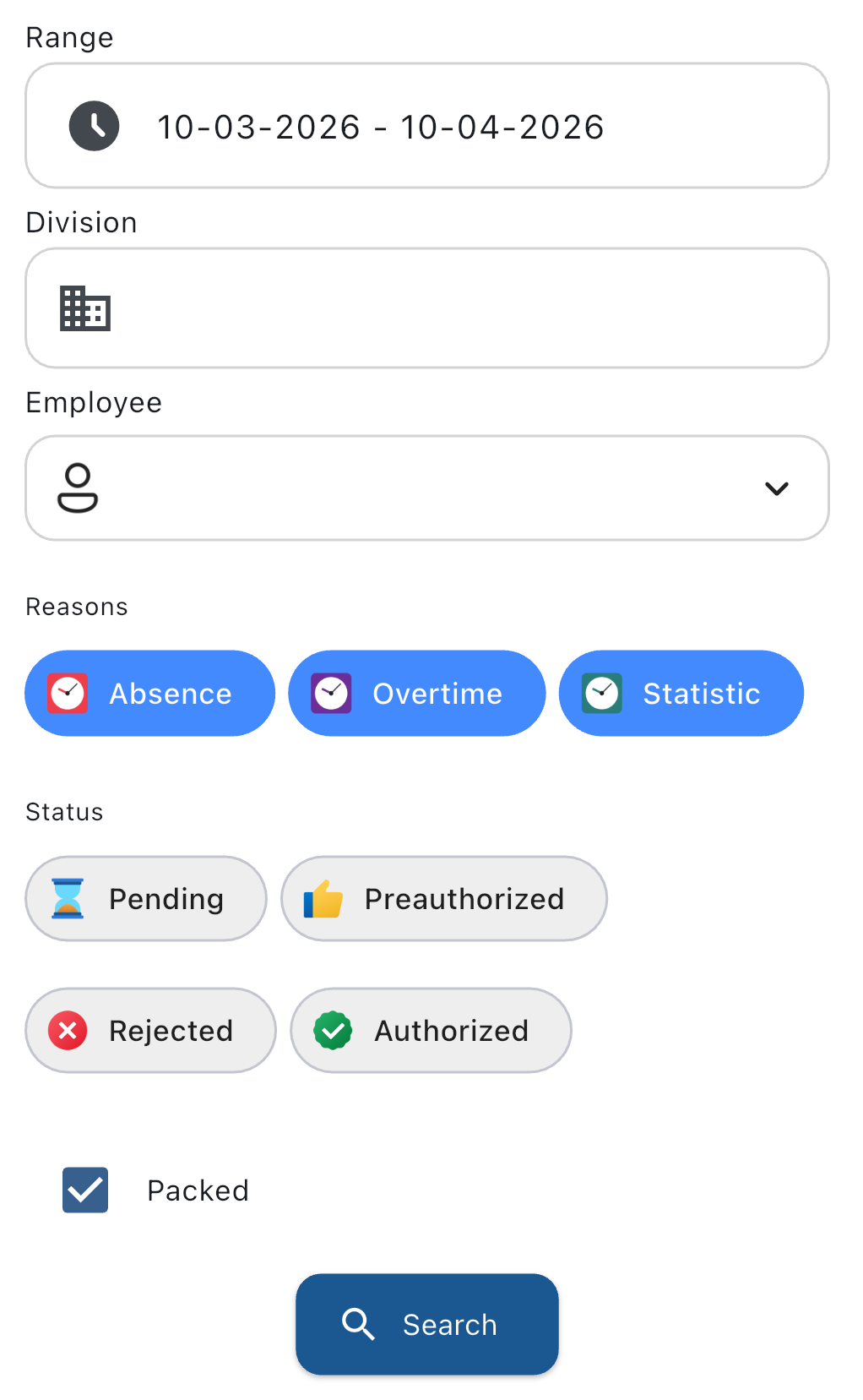 Justification requests search