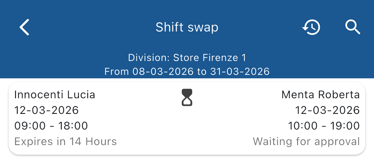 Shift swap requests list
